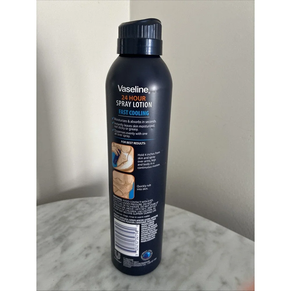Vaseline Men Fast Absorbing Spray Lotion 24Hr Moisture 6.5 oz. New